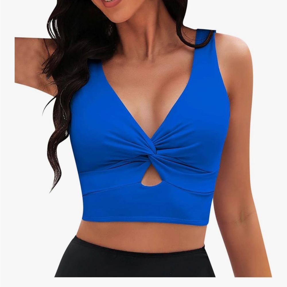 NWOT Women's Blue Twist Front Swim Top